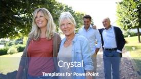  Presentation with walk - Presentation theme with park on sunday morning background and a ocean colored foreground