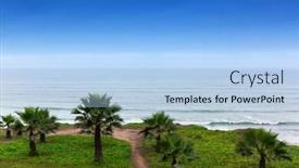  Presentation with pacific - Colorful presentation design enhanced with park on the shores of the pacific ocean backdrop and a light blue colored foreground