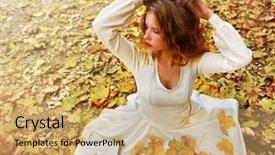  Presentation with fall morning - PPT theme enhanced with park outdoor in morning sunray background and a yellow colored foreground