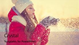  Presentation with snow day - Beautiful slide set featuring park outdoors flying snowflakes sun backdrop and a red colored foreground