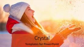  Presentation with snow day - Colorful PPT theme enhanced with park outdoors flying snowflakes sun backdrop and a gold colored foreground