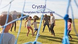  Presentation with families - Presentation consisting of park seen through goal net background and a  colored foreground