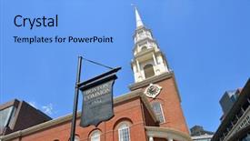  Presentation with boston - PPT theme consisting of park street church and boston background and a light blue colored foreground