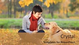  Presentation with golden woman - Presentation design consisting of park stroking her retriever background and a gold colored foreground