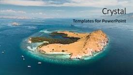  Presentation with pacific island - Amazing slide deck having park surrounded by the pacific backdrop and a light blue colored foreground