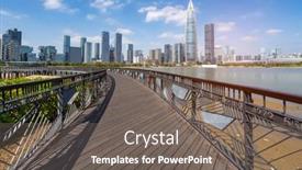  Presentation with modern trees - Slide set having park-trestle-in-city background and a gray colored foreground