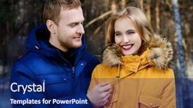  Presentation with winter - Slides consisting of park winter fashion down jacket background and a navy blue colored foreground