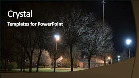  Presentation with park night city - Colorful slide deck enhanced with park with a baseball field backdrop and a black colored foreground