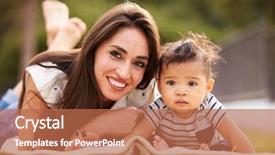  Presentation with millennial - Audience pleasing PPT theme consisting of park with her baby backdrop and a red colored foreground