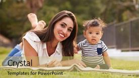  Presentation with millennial - Slide set enhanced with park with her baby background and a yellow colored foreground