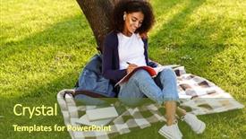  Presentation with happy image - Slide deck with park writing notes in copybook background and a tawny brown colored foreground