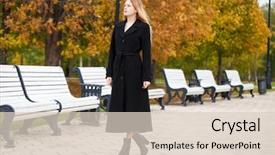  Presentation with multicolored autumn leaves orange yellow red - PPT layouts enhanced with park yellow and orange leaves background and a  colored foreground