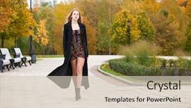  Presentation with multicolored autumn leaves orange yellow red - Theme consisting of park yellow and orange leaves background and a  colored foreground