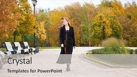  Presentation with yellow orange - Presentation design having park yellow and orange leaves background and a lemonade colored foreground