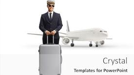  Presentation with pilot - PPT layouts consisting of parked-aiprlane-and-a-pilot background and a  colored foreground