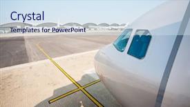  Presentation with international - Presentation design consisting of parked at the international airport background and a sky blue colored foreground