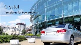  Presentation with car parking system - Theme featuring parked car near modern office background and a light blue colored foreground