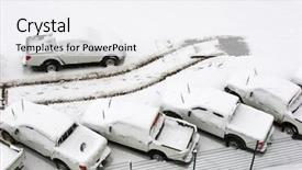  Presentation with car parking lot - Slides consisting of parked cars under snow background and a sky blue colored foreground