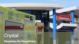  Presentation with emergency department - PPT theme with parked outside of hospital emergency background and a violet colored foreground