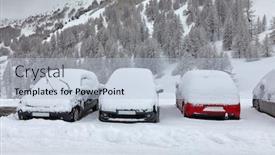  Presentation with cars - Cool new presentation design with carpark - parking cars covered with snow backdrop and a light blue colored foreground