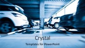  Presentation with cars - Presentation theme enhanced with parking garage interior background and a light blue colored foreground