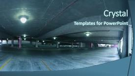  Presentation with pipes - Amazing PPT layouts having parking garage with lights backdrop and a ocean colored foreground