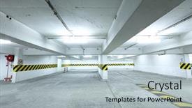  Presentation with garage car - Beautiful presentation design featuring parking garage backdrop and a light gray colored foreground