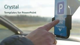  Presentation with smartphone app - PPT theme with parking in the paid background and a sky blue colored foreground