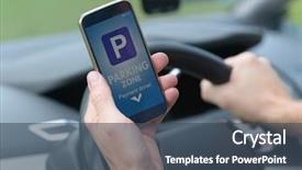  Presentation with smartphone app - Colorful slide deck enhanced with parking in the paid backdrop and a ocean colored foreground