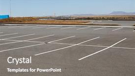  Presentation with parking lot - Beautiful presentation theme featuring parking lot with empty places backdrop and a gray colored foreground