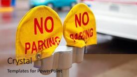  Presentation with parking system - PPT theme consisting of parking meters with no parking background and a coral colored foreground