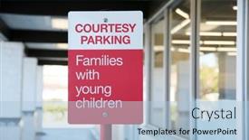  Presentation with young children - Audience pleasing presentation consisting of parking-sign-courtesy-parking-families backdrop and a light blue colored foreground