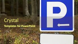  Presentation with signal - Audience pleasing PPT theme consisting of parking-signal-in-a-forest backdrop and a tawny brown colored foreground
