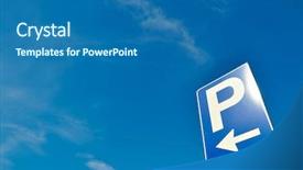  Presentation with signal - PPT layouts with parking signal over a blue background and a ocean colored foreground