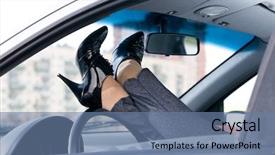  Presentation with female - Amazing theme having parking space - slim female legs are lying backdrop and a seafoam green colored foreground