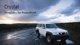  Presentation with utility - Presentation theme having parking space - sport utility vehicle parked background and a teal colored foreground