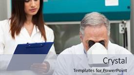  Presentation with hiv vaccine - Slides featuring hiv vaccine - senior scientist using a microscope background and a lemonade colored foreground