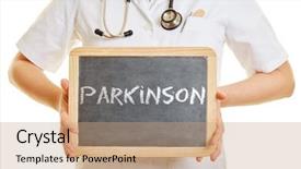  Presentation with blackboard - Audience pleasing presentation theme consisting of parkinsonism - parkinson written on a blackboard backdrop and a coral colored foreground