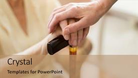  Presentation with cane - Audience pleasing slide set consisting of parkinsonism - close-up of woman holding senior's backdrop and a coral colored foreground