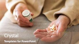  Presentation with medication - Audience pleasing slide deck consisting of parkinsonism - senior woman about to take backdrop and a coral colored foreground