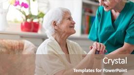  Presentation with caregiver - Cool new slide set with parkinsonism - senior woman with her female backdrop and a coral colored foreground