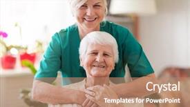  Presentation with caregiver - Amazing presentation design having parkinsonism - senior woman with her female backdrop and a coral colored foreground