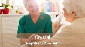  Presentation with caregiver - Presentation theme consisting of parkinsonism - senior woman with her female background and a coral colored foreground