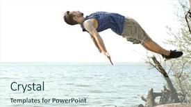  Presentation with sporty - Slides enhanced with parkour - young sporty man doing acrobatic background and a sky blue colored foreground