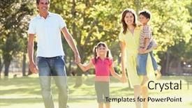  Presentation with people enjoying - Slide deck having parks people - family enjoying walk in park background and a blonde colored foreground