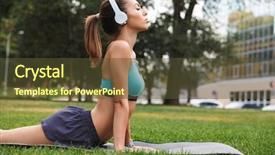  Presentation with dancer music grass - Amazing PPT layouts having parks people - fit young sportswoman dressed backdrop and a tawny brown colored foreground