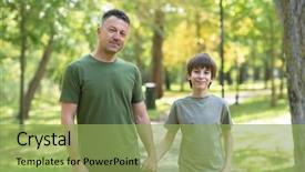  Presentation with walking together - Colorful slides enhanced with parks people - portrait of father with his backdrop and a yellow colored foreground