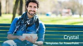  Presentation with gold man smile - PPT layouts with parleman - portrait of a smiling man background and a  colored foreground