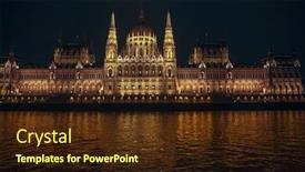  Presentation with parliament - Colorful presentation theme enhanced with parliament budapest hungary at night backdrop and a wine colored foreground