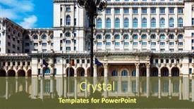  Presentation with parliament - Slide set enhanced with parliament-building-in-bucharest-romanian background and a tawny brown colored foreground